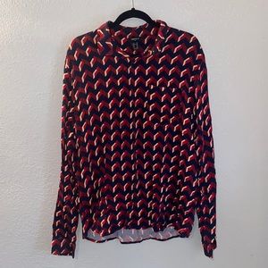 Forever 21 Geometric Long Sleeve Button Up